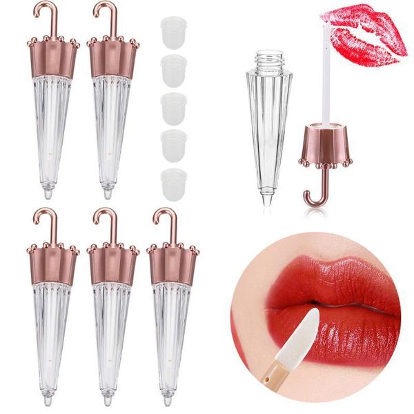 

empty lip gloss tubes mini refillable cosmetic container plastic sample vials creative umbrella shaped diy lip bottle1