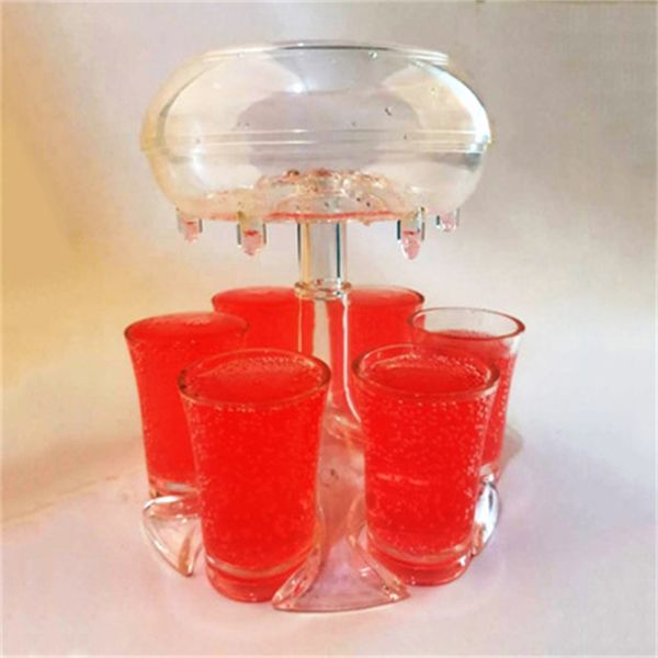 

6 scup dispenser with 6 acrylic cups hanging holder stand rack acrylic transparent cocktail party get together wine dispense 35 k2