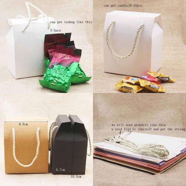 

1lot10pcs ivoy paper bag with handle diy pink wedding packing boxes lilac gift box with handle kraft nuts package box black box wmtocm