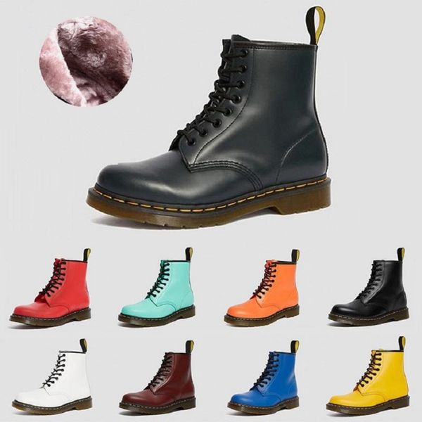 

dr martins 2976 кожаных furchaussures сапоги 1460 зима снег пинетка обувь doc martin кроссовок тройной черная белая красная мужчины женщина, Black