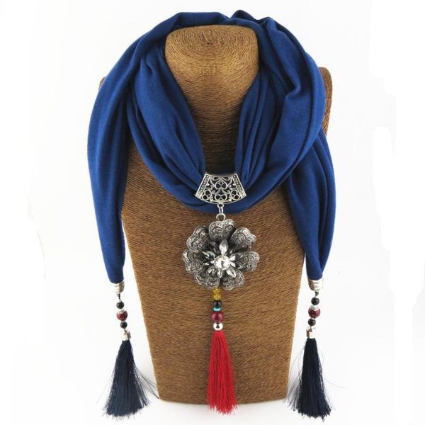 

pendant necklaces now ethnic bohemia colorful tassel flower rhinestones scarf necklace women jewelry wf26, Silver