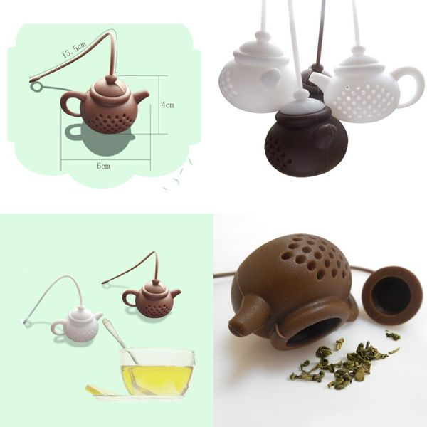

silicone teapot shape tea filter safely cleaning infuser reusable tea/coffee strainer tea leaks kitchen accessories 225 n2