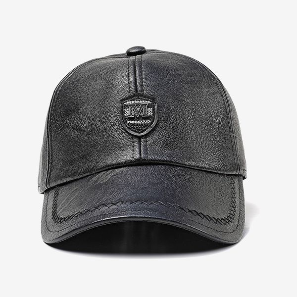 

2021 winter middle-aged and old men's ear protection outdoor leather cap, adjustable size, 1 piece for sale, Blue;gray