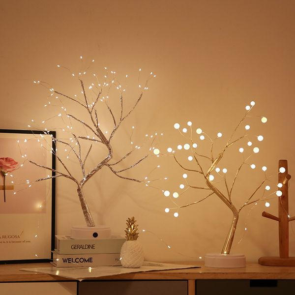 36/108 LED USB Battery Power Touch Switch Tree Light Night Fairy Light Lampada da tavolo per la casa Camera da letto Festa di nozze Decorazioni natalizie C1007