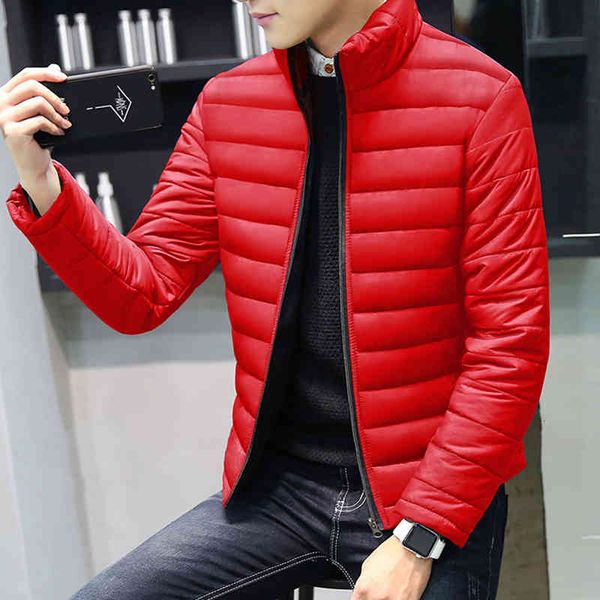 

down men's & parkas winter coat short outerwear casual slim stand collar zipper men cotton-padded jacekt plus size coats g77b, Black