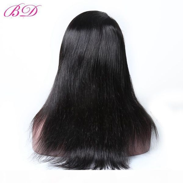 

bd silk 360 full lace human hair wigs brazilian straight virgin hair natural color cuticle aligned hair, Black;brown