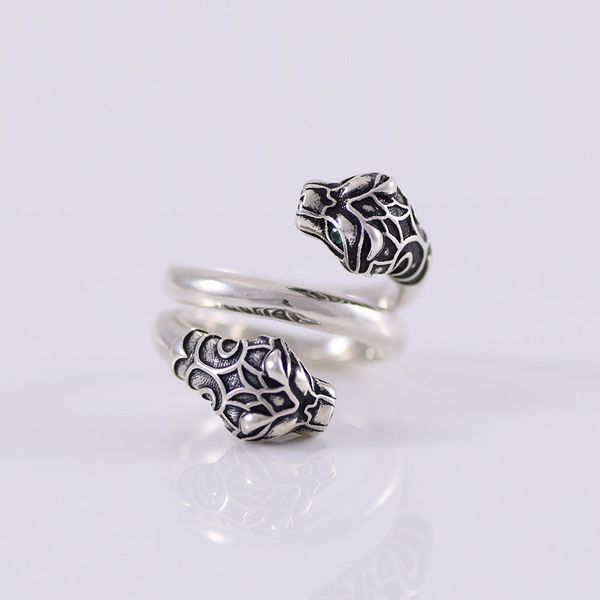 

s925 silver double snake head ring vintage sterling silver twisted arm double snake head ring british style hip hop male and female ring