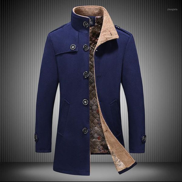 

2020 fold-down collar new style large size fur collar woolen cloth men single breasted coat ouma size1, Black