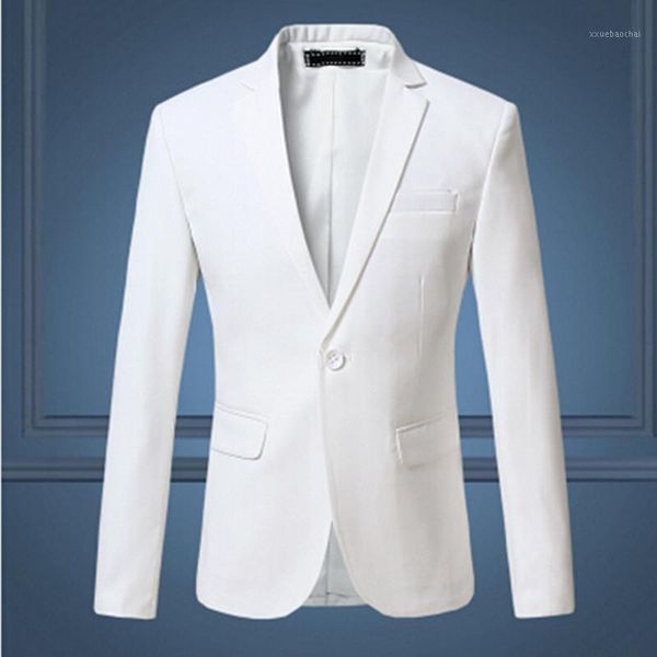 

2018 new arrival spring white formal dress blazers men solid slim fit mens blazer jacket casual social business suit jacket1, White;black