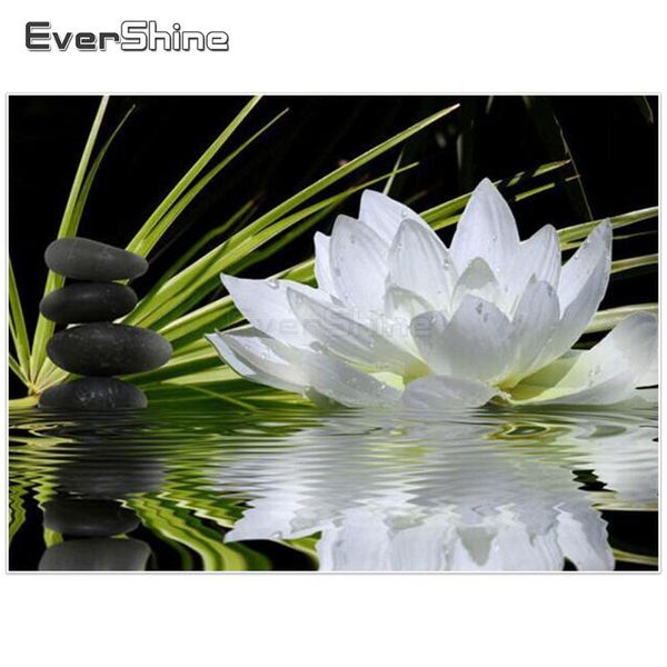 

diamond painting evershine 5d diy full drill lotus pictures of rhinestones mosaic embroidery flower home decor