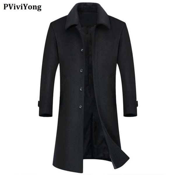 

pviviyong 2020 new arrival wool trench long coat men, casual jackets men parka plus-size m-4xl 1528, Black