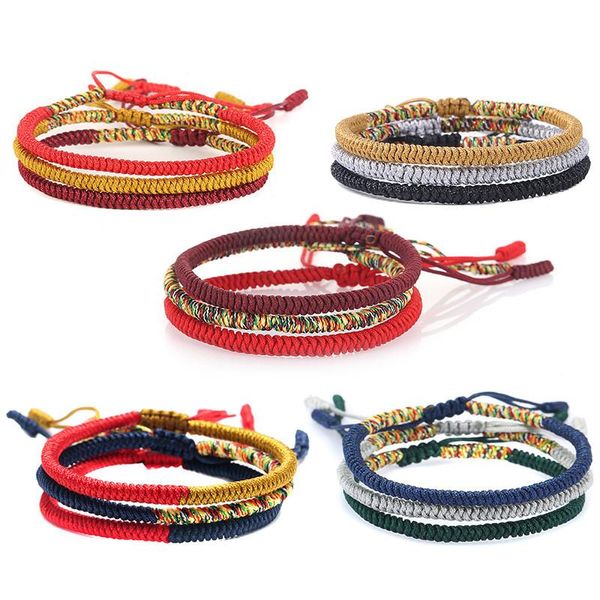 

tibetan buddhist lucky charm tibetan bracelets & bangles for woman 2020 mens handmade knots black rope amulet bracelet homme, Golden;silver