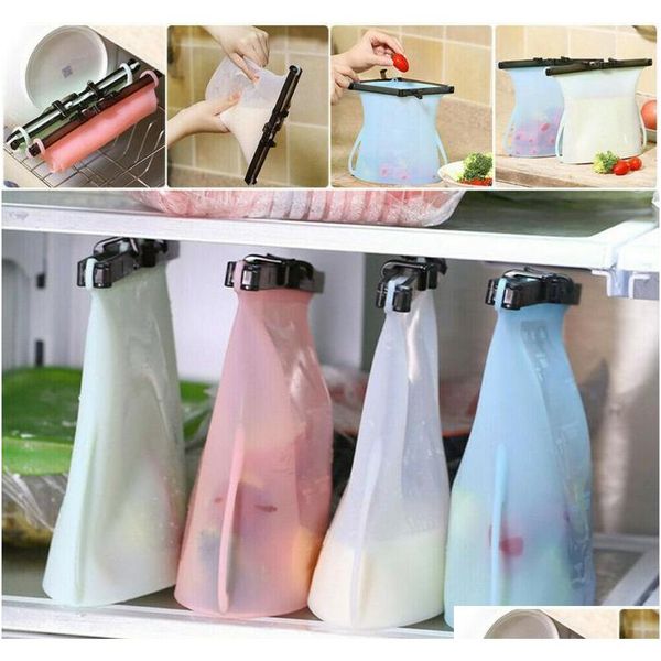 

1000ml foldable sile food preservation bag reusable sealing storage container food fresh bags vegetables se qylbet lipper