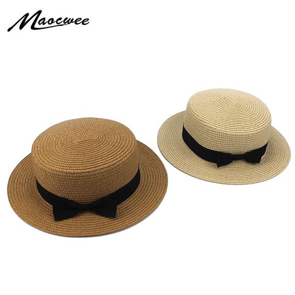 

wide brim hats summer women boater beach hat female casual panama lady ribbon classic bowknot flat sun fedoras travel, Blue;gray
