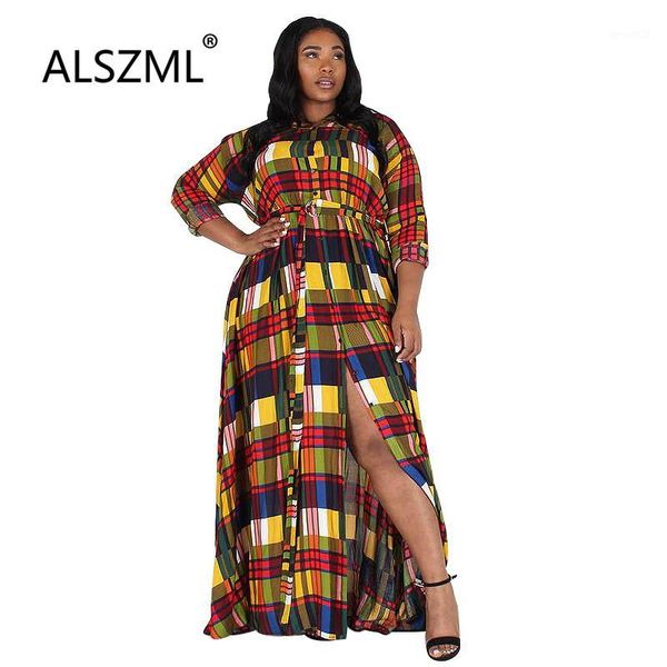 

casual dresses 2021 european vintage fashion print women dress long sleeve grid bohemia style lady dress1, Black;gray