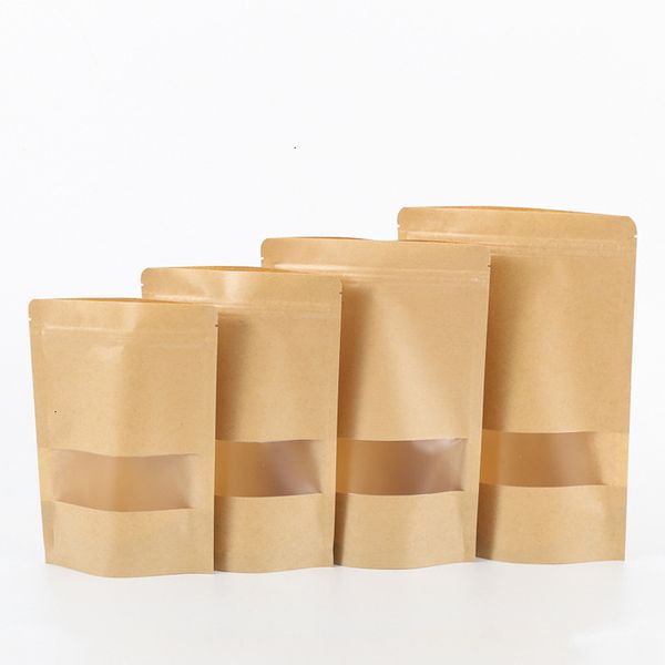 

factory price aluminum food moisture-proof bags kraft paper with foil lining stand up pouch packaging bag for snack cand