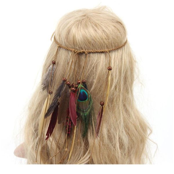 

girls fashion boho colorful feather headband festival hippie hair band accessories for women styling peacock h qylgdx