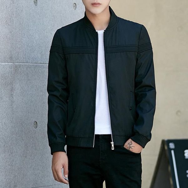 

t осень и зима черный серый синяя повседневная мужская куртка, Blue;black