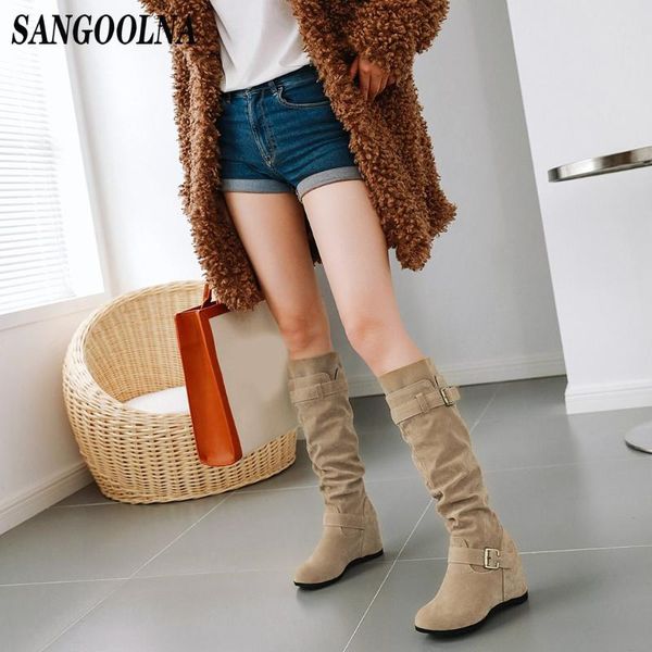 

spring autumn boots women female round toe mid-calf sweet princess party boot stylish wedge platform boots shoes snow, Black