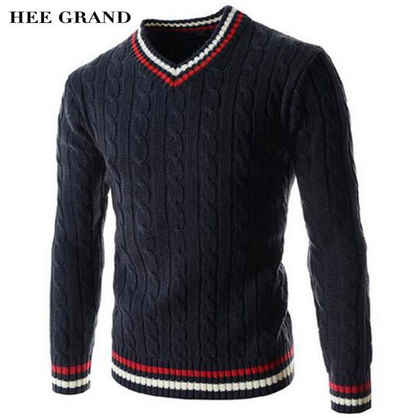 

men's sweaters hee grand men fashion pullovers 2021 arrival extra coarse wool v-neck thick slim fitted winter sweater plus size mzm481, White;black