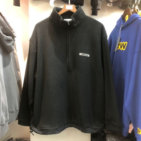 

men half-zip polar fleece sweater high street luxury jacket coat 2021, Black;brown