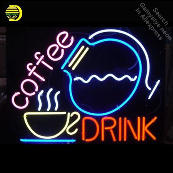 

neon sign кубка кофейного напитка стеклянной трубки и бутылка света дисплей входа магазина handcraft дизайн иконической pub знаков