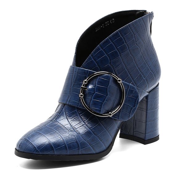

2021 new genuine female leather winter high heels party shoes woman ankle riding boots 9ndm, Black
