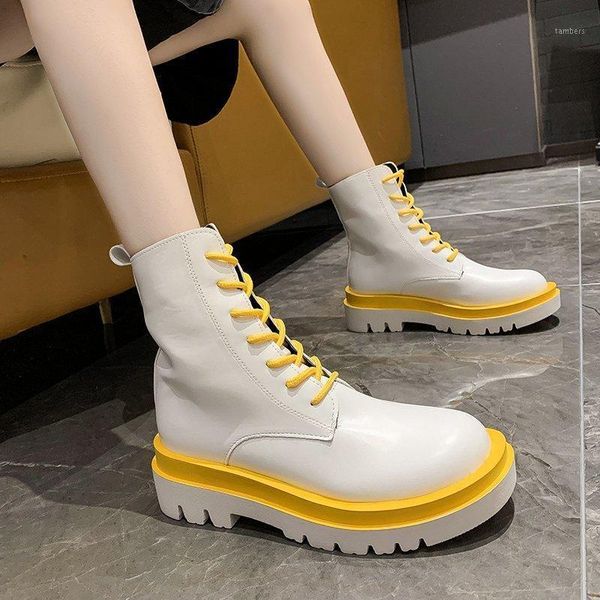 

2021 fashion women ankle boots autumn lace up leather boot anti-slip wear-resistant comfortable women ankle boot1, Black