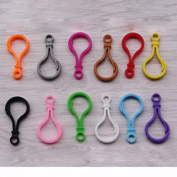 

100pcs plastic clasps bulb candy color acrylic keyring clips diy accessories keychain for pendant handwork diy backpack, Slivery;golden