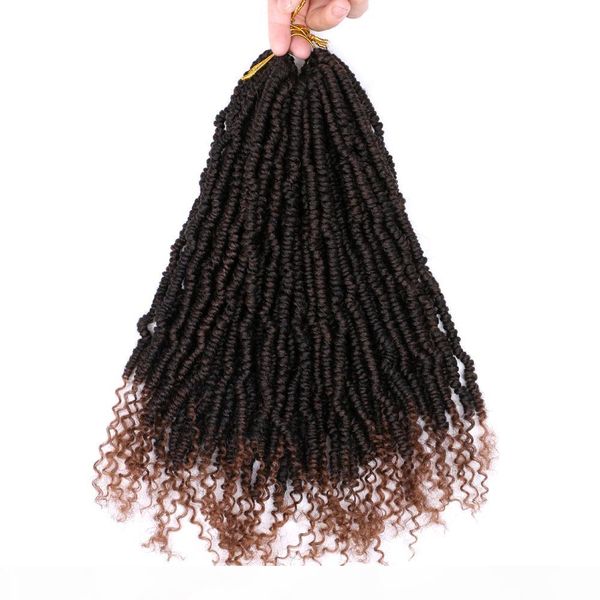 

bomb twists 12 inch synthetic pre twisted crotchet braiding hair extensions 60g pc ombre crochet braids fluffy twist pre-looped hair, Black