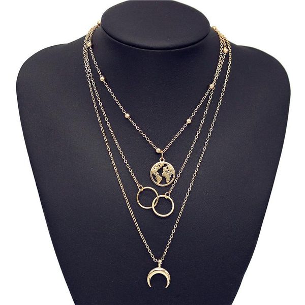 

подвеска модных choker карта silver moon bohemian для ahmed многослойного ожерелья золота моды круглых женщин винтажной ожерелья ювелирных и