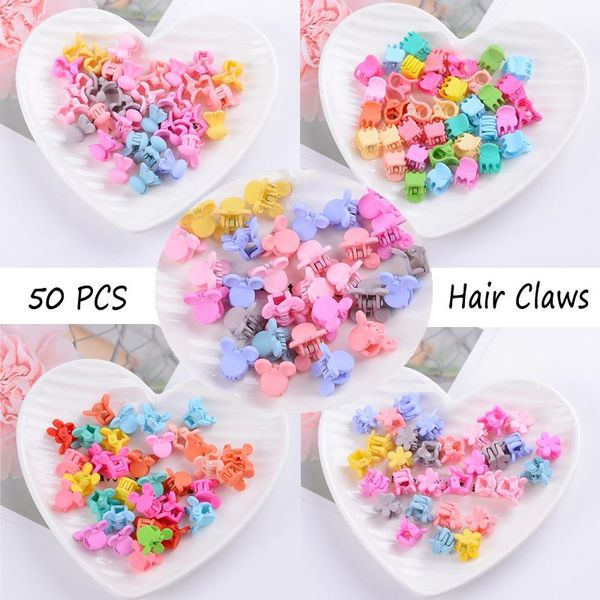 

10/50 pcs sweet princess barrette girls hair flower animal hairpins kid hair accessories beauty styling tools clips, Slivery;white