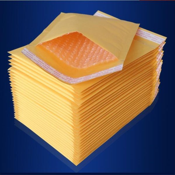 100pcs muitos tamanhos amarelo kraft bolha mailing envelope sacos de correio bolha mailers envelopes acolchoados embalagem grátis sacos de transporte