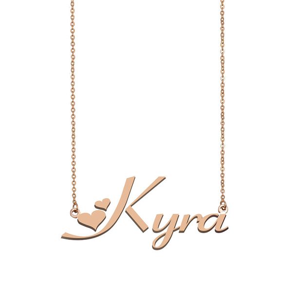 

kyra name necklace custom nameplate pendant for women girls birthday gift kids friends jewelry 18k gold plated stainless steel, Silver