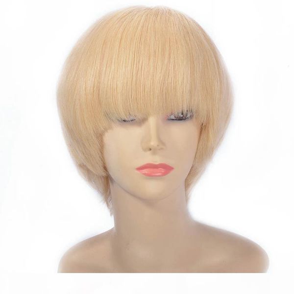 

zhifan wholesale 8-16inch short bob front lace wigs blonde natural straight style burmese hair human hair wig, Black;brown