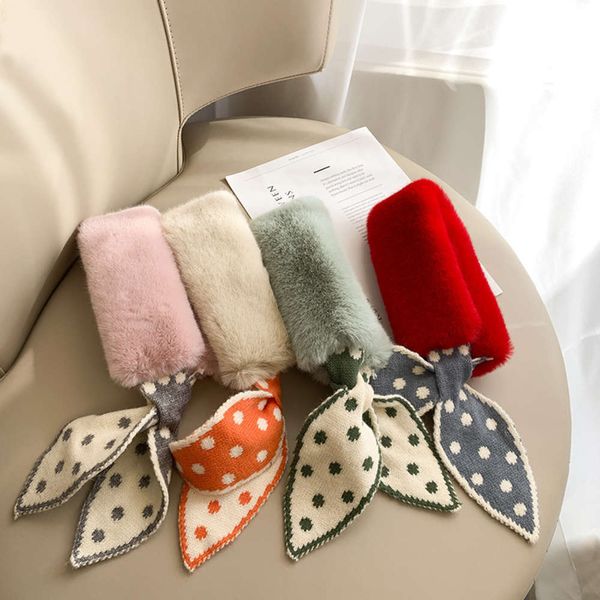 

imitation children's women's scarf men's cartoon warm rabbit false collar autumn and winter baby's neck 5m11, Red;brown