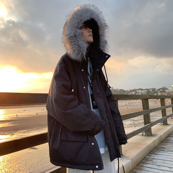 

2020 winter new hoodie parka jacket men hooded coat men's style cotton padded clothes time limited, Black