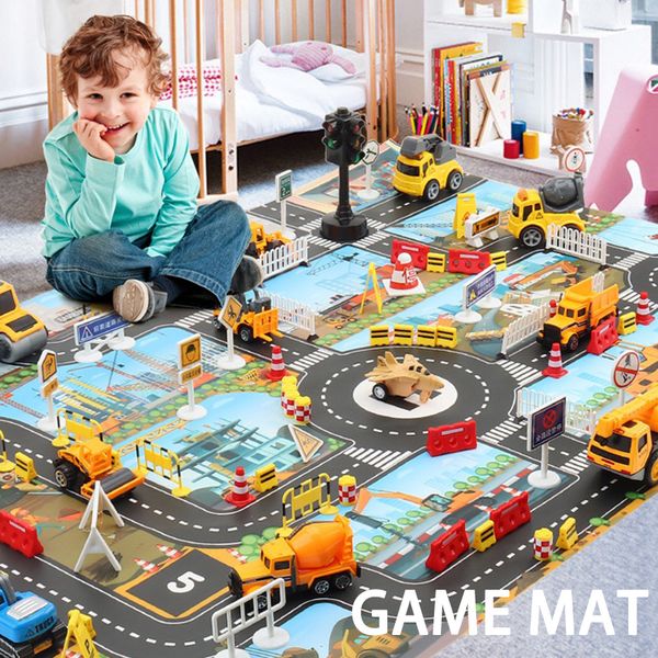 

2021 latestchildren game 83*58cm playing floor road map baby crawling mat pad waterproof kids city toy cars new
