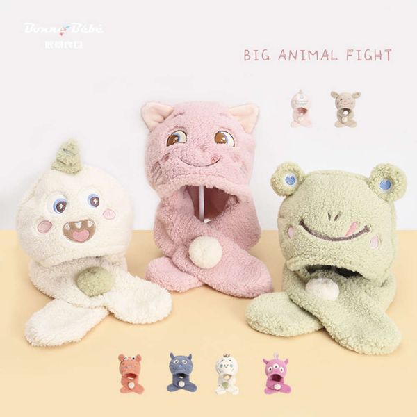 

adorable hat scarf tiktok, baby winter hat, plush, warm collar, voice, red voice, Red;brown