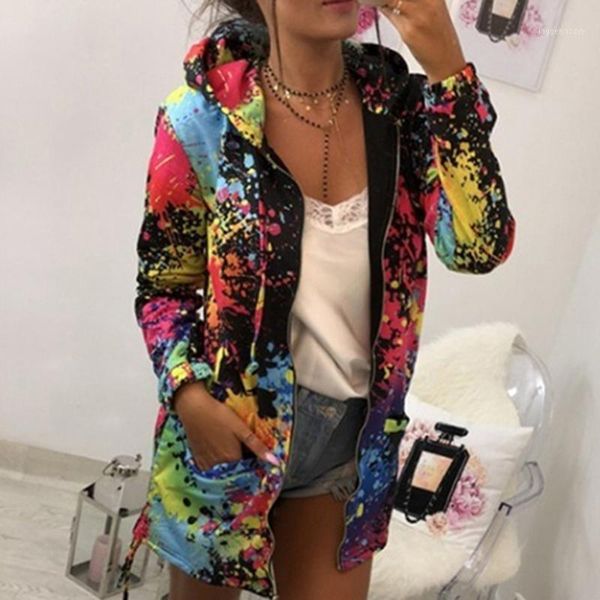 

spring autumn bomber jacket coat women print pocket zipper hooded outwear casual windbreaker thin slim overcoat1, Black;brown