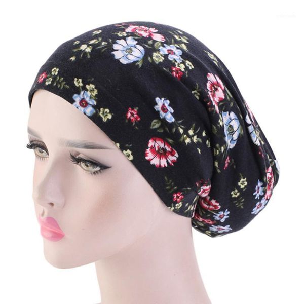 

women chemo bonnet sleep night cap head cover elastic band bonnet hat1, Blue;gray