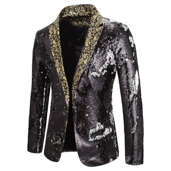 

men charm casual suit fit jackets for sequin party with patchwork cardigan leopard blouse streetwear mans jackets1, Black;brown