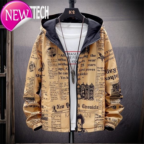 

spring autumn thin windbreaker jacket men reversible letter print streetwear couple jacket coat young male hooded bomber jacket, Black