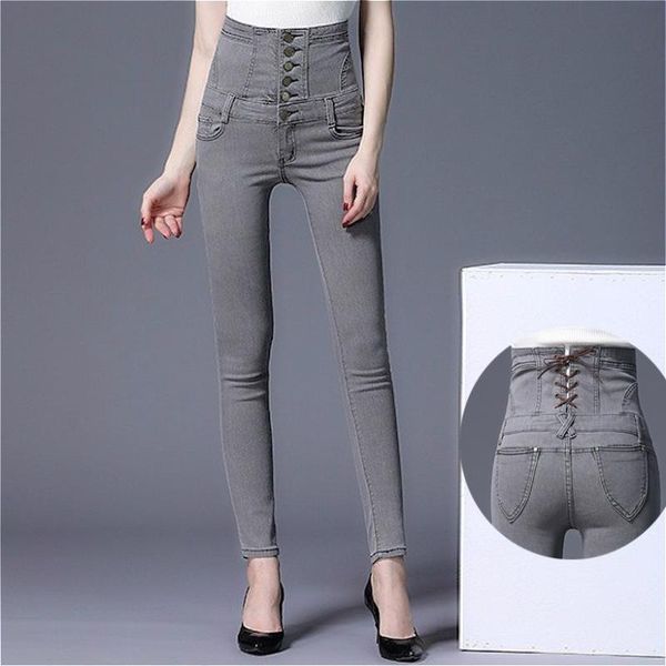 

5xl 6xl large plus size skinny high waist jeans woman slim fashion ladies denim jeans women pants streetwear trousers, Blue