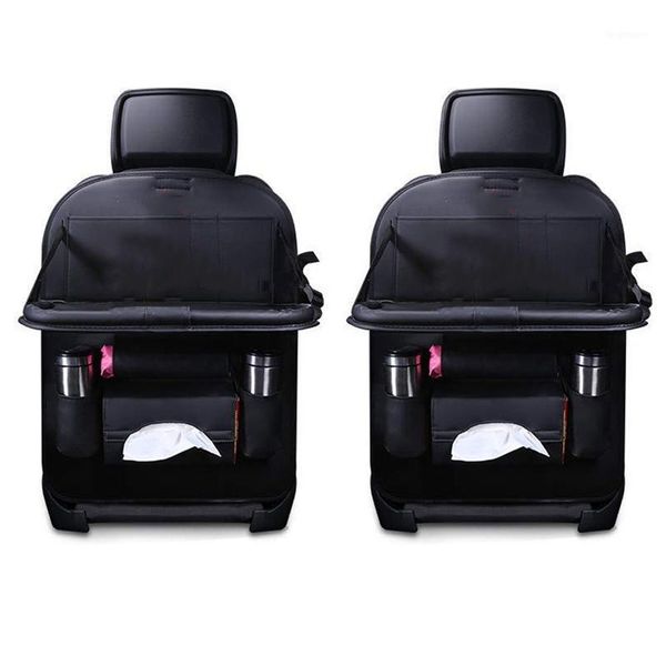 

car safety seat protector + rear seat storage bag with tablet support and foldable tray, durable and high-quality cover, pu1