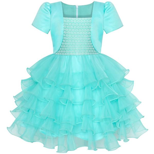 

girls dress 2-in-1 bolero turquoise birthday party dress 2020 summer princess wedding dresses children clothes pageant sundress, Red;yellow