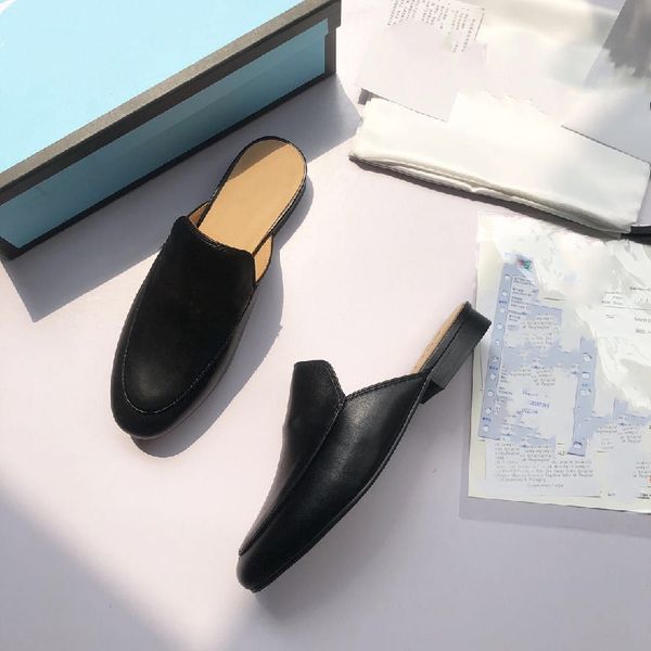 

2020 luxury design classic gÃºcci half drag one leg lazy design women' horse buckle english casual shoes 35-40 ing, Black;grey