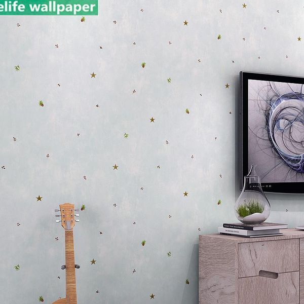 

american style cartoon stars pine cone pattern non-woven wallpaper kids room bedroom living room tv sofa background wall paper1