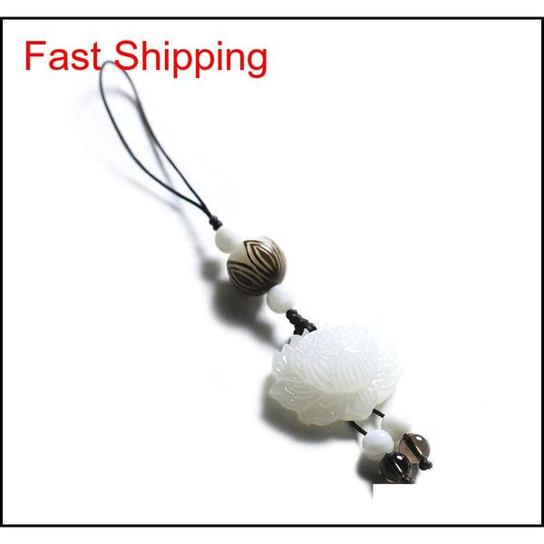 

natural white lotus lotus bag mobile phone u dish hanging lanyard little fresh jade jewelry original bodhi qylxdw bde_home, Silver