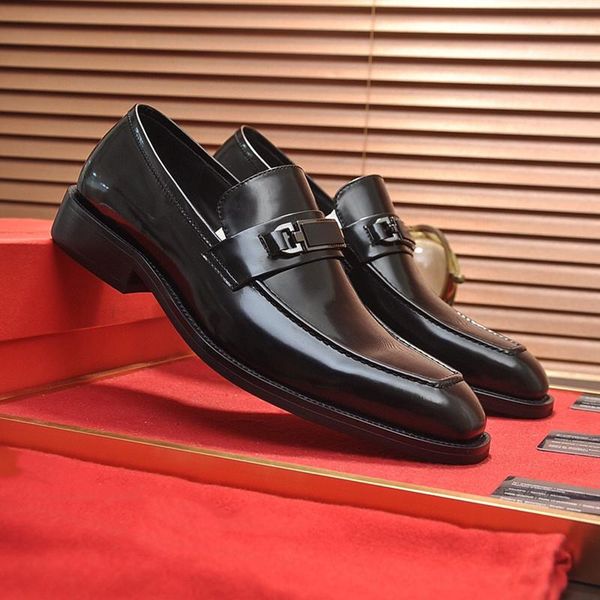 

a1 21ss leisure gentleman leather flats shoes red bottom oxfords loafers luxurious moccasin tire rubber soles genuine leather with, Black